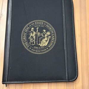 Stylish Black Portfolio with North Carolina Seal